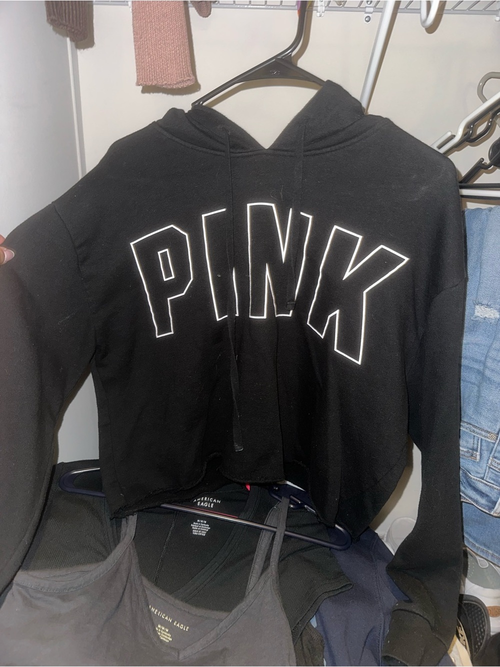 Victoria's Secret PINK Black Cropped Hoodie